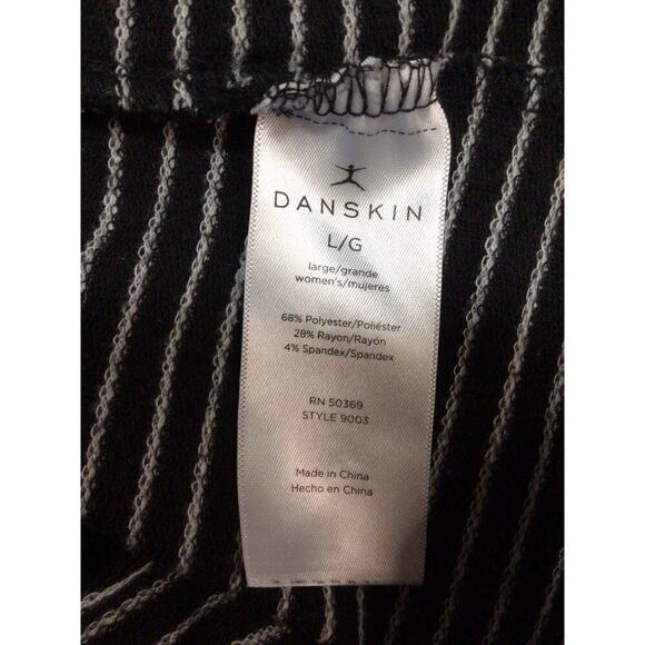 Danskin Women Activewear Top Large Black White Striped T-Shirt Faux Wrap Tee - Picture 5 of 7